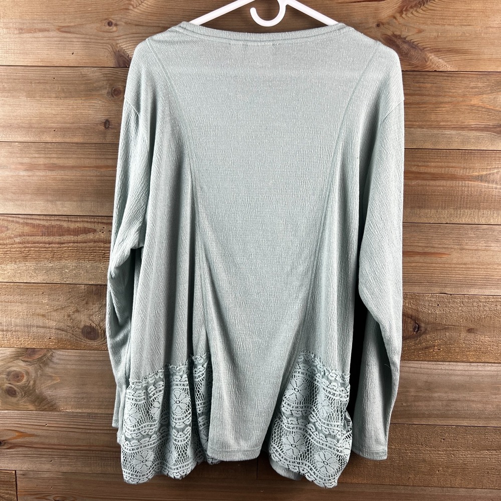 Logo Linens By Lori Goldstein Womens Shirt Long Sleeve Crochet Lace Textrued‎ XL - Picture 6 of 8